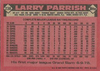 1986 Topps #238 Larry Parrish Back