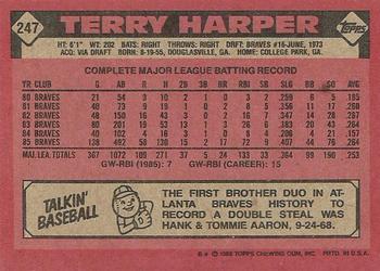 1986 Topps #247 Terry Harper Back