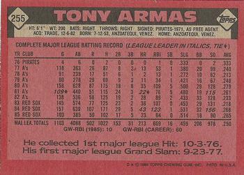 1986 Topps #255 Tony Armas Back