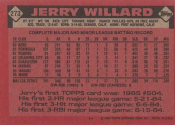 1986 Topps #273 Jerry Willard Back