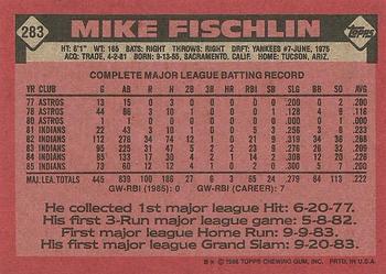 1986 Topps #283 Mike Fischlin Back