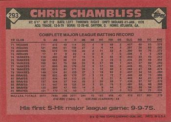 1986 Topps #293 Chris Chambliss Back