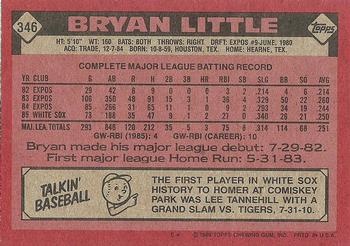 1986 Topps #346 Bryan Little Back