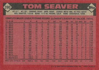 1986 Topps #390 Tom Seaver Back
