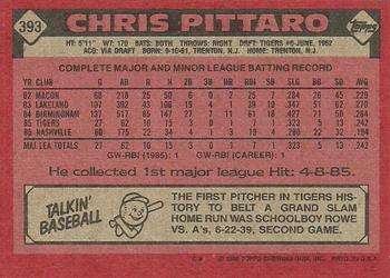 1986 Topps #393 Chris Pittaro Back
