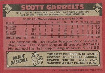1986 Topps #395 Scott Garrelts Back