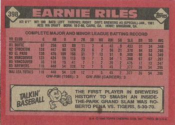 1986 Topps #398 Earnie Riles Back