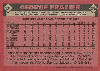 1986 Topps #431 George Frazier Back