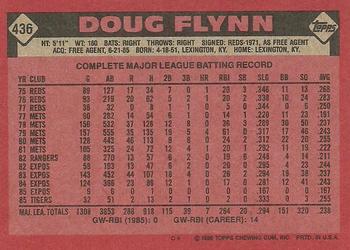 1986 Topps #436 Doug Flynn Back