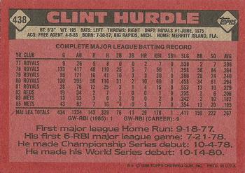 1986 Topps #438 Clint Hurdle Back