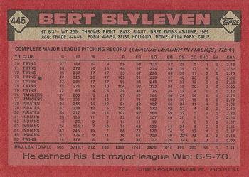 1986 Topps #445 Bert Blyleven Back