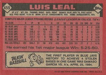 1986 Topps #459 Luis Leal Back