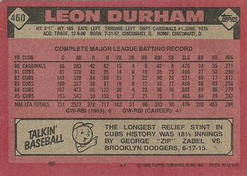 1986 Topps #460 Leon Durham Back