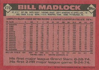 1986 Topps #470 Bill Madlock Back