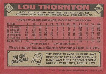 1986 Topps #488 Lou Thornton Back