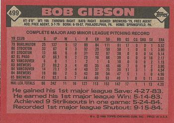 1986 Topps #499 Bob Gibson Back
