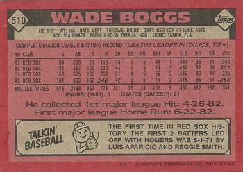 1986 Topps #510 Wade Boggs Back