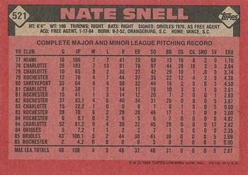 1986 Topps #521 Nate Snell Back