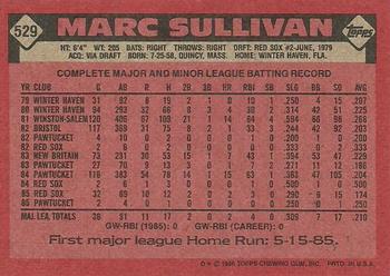1986 Topps #529 Marc Sullivan Back