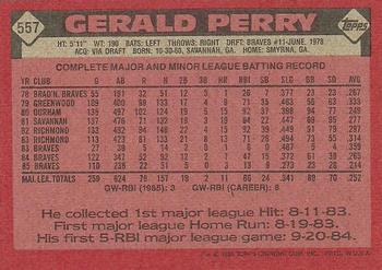 1986 Topps #557 Gerald Perry Back