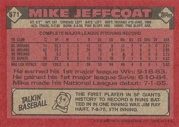 1986 Topps #571 Mike Jeffcoat Back