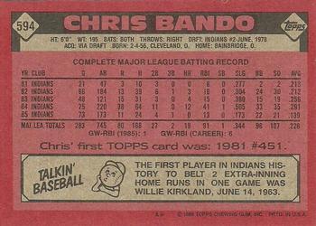 1986 Topps #594 Chris Bando Back