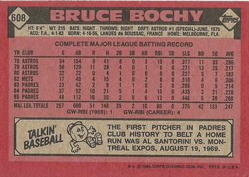 1986 Topps #608 Bruce Bochy Back