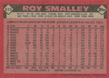 1986 Topps #613 Roy Smalley Back