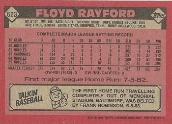 1986 Topps #623 Floyd Rayford Back