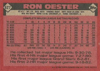 1986 Topps #627 Ron Oester Back