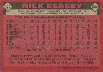 1986 Topps #677 Nick Esasky Back