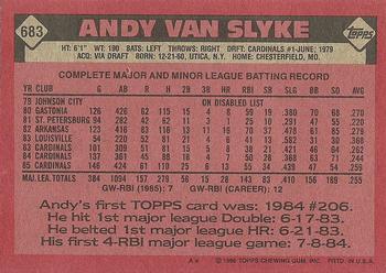 1986 Topps #683 Andy Van Slyke Back