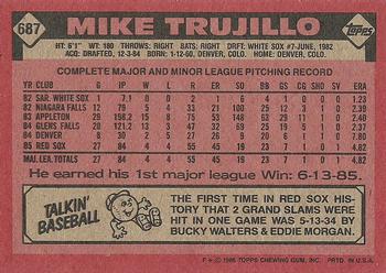 1986 Topps #687 Mike Trujillo Back