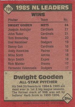 1986 Topps #709 Dwight Gooden Back