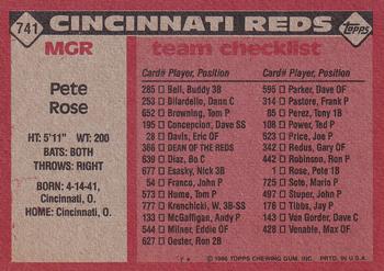 1986 Topps #741 Pete Rose Back