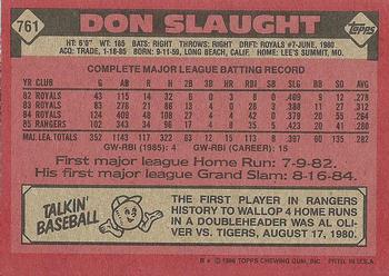 1986 Topps #761 Don Slaught Back