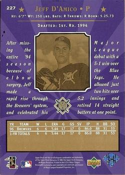 1997 Upper Deck #227 Jeff D'Amico Back