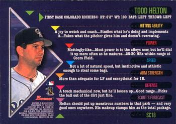 1998 Bowman - Scout's Choice #SC18 Todd Helton Back