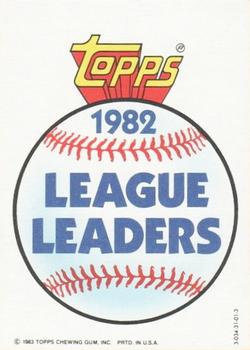 1983 Topps - 1982 League Leaders #NNO Header Card Front