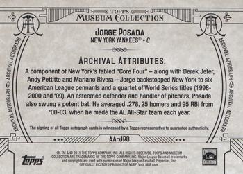 2015 Topps Museum Collection - Archival Autographs #AA-JPO Jorge Posada Back