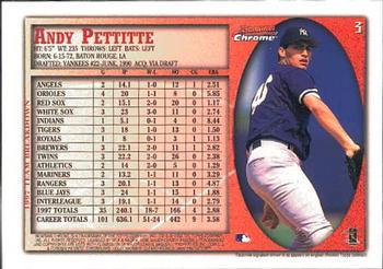 1998 Bowman Chrome - International #3 Andy Pettitte Back