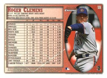 1998 Bowman Chrome - International #38 Roger Clemens Back