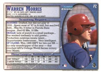 1998 Bowman Chrome - International #72 Warren Morris Back
