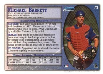 1998 Bowman Chrome - International #79 Michael Barrett Back