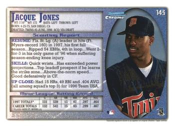 1998 Bowman Chrome - International #143 Jacque Jones Back