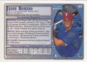 1998 Bowman Chrome - International #149 Jason Romano Back