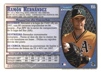 1998 Bowman Chrome - International #155 Ramon Hernandez Back