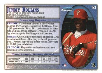 1998 Bowman Chrome - International #181 Jimmy Rollins Back