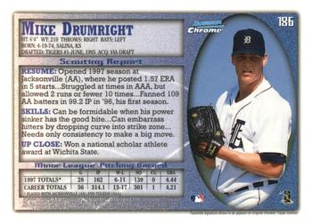 1998 Bowman Chrome - International #186 Mike Drumright Back