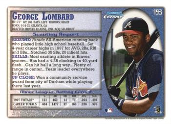 1998 Bowman Chrome - International #193 George Lombard Back